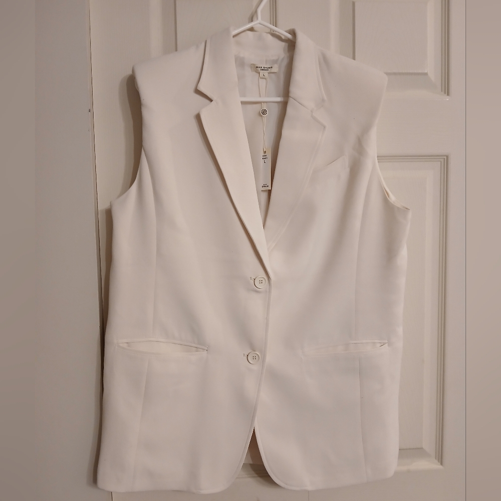 🆕️MAX STUDIO LONDON Modern Cream Vest Size Large (L) - Giftable, BNWT!